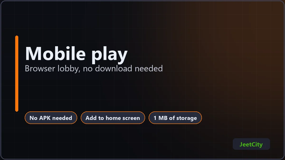 JeetCity mobile lobby added to an Android home screen
